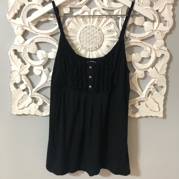 INC International Concepts Tops - INC Black Top with Ruffle Detail